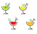 Colorful mixed fruit retro drinks / cocktail. Royalty Free Stock Photo