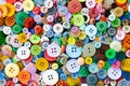 Colorful mixed sewing buttons background. Top view Royalty Free Stock Photo