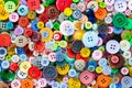 Colorful mixed sewing buttons background. Top view Royalty Free Stock Photo