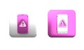 Colorful Mobile phone with exclamation mark icon isolated on white background. Alert message smartphone notification
