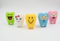 Colorful model Cute toys teeth in dentistry on a white background