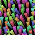 Colorful modeling clay & chalk sticks, the look of a real 3D rendering, seamless texture, background, high resolution, real