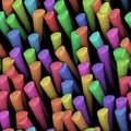 Colorful modeling clay & chalk sticks, the look of a real 3D rendering, seamless texture, background, high resolution, real