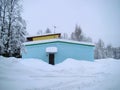 Colorful modern buildings after the snowfall