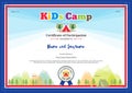 Colorful and modern certificate of participation for kids activities