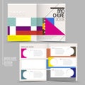 Colorful modern geometric style half-fold template brochure