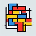 Colorful Square Design With De Stijl Influence And Urban Art Style