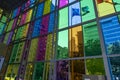 Colorful modern stained glass windows. Palais des Congres Montreal Royalty Free Stock Photo