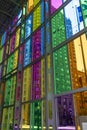 Colorful modern stained glass windows. Palais des Congres Montreal