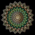Colorful modern zigzag mandala pattern. Vector ornamental arabesque background. Floral vintage round 3d ornament. Ethnic tribal