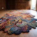 Colorful Moebius 3d Carpet Designed By Cara Azeta With Detailed Feather Rendering