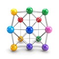 Colorful Abstract Network Sphere Structure 3D Rendering