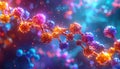Colorful molecular structure with glowing particles and bokeh effect molecule atom Royalty Free Stock Photo