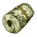 Colorful money roll of dollars concept