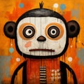 Colorful Monkey Portrait Inspired By Jeff Soto And Aztec Art Royalty Free Stock Photo