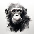 Colorful Monochrome Chimpanzee Portrait: Digital Painting In Uhd