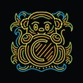 Colorful Monoline Bear Vector illustration Emblem