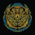 Colorful Monoline Bear Vector illustration Emblem