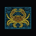 Colorful Monoline Crab Vector Design illustration Emblem