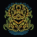 Colorful Monoline Dog Vector illustration Emblem