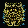 Colorful Monoline Fox illustration Emblem