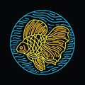 Colorful Monoline Goldfish Vector Design illustration Emblem