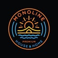 Colorful Monoline House Logo Vector Graphic Design illustration Retro Vintage Circle Badge Emblem Symbol and Icon