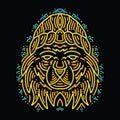 Colorful Monoline Lion Head Vector illustration Emblem Symbol and Icon Royalty Free Stock Photo