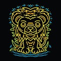Colorful Monoline Lion Vector illustration Emblem Royalty Free Stock Photo