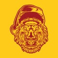 Colorful Monoline Lion Vector Graphic Design illustration Emblem Royalty Free Stock Photo