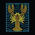 Colorful Monoline Lobster Vector Design illustration Emblem