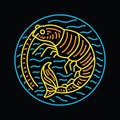 Colorful Monoline Shrimp Vector Design illustration Emblem