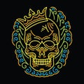 Colorful Monoline Skull King Vector illustration Emblem