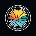 Colorful Monoline Sun Logo Vector Graphic Design illustration Retro Circle Badge Emblem Symbol and Icon