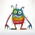 Colorful Cartoon Monster With Intricate Wire-like Design