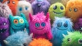 colorful plush monster toys collection closeup Royalty Free Stock Photo