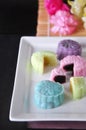 Colorful Mooncake on White Tray