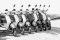 Colorful moped scooter parking.