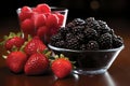 Colorful morning delight. fresh assorted berries arrangement on a pristine background