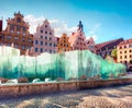 Colorful morning scene on Wroclaw Market Square. Royalty Free Stock Photo