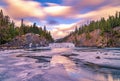 Glowing Sunrise Sky Over Bow Falls Royalty Free Stock Photo