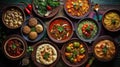 colorful Moroccan food flay Generative AI