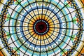 colorful mosaic, architecture symmetric, stained glass ceiling