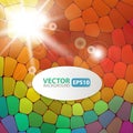 Colorful mosaic background with sunburst flare Royalty Free Stock Photo