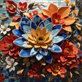 Colorful mosaic flower on the tile background
