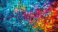 Colorful mosaic glass pattern background created with Generative AI. Lots of geometric shapes. Royalty Free Stock Photo