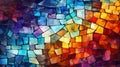 Colorful mosaic glass pattern background created with Generative AI. Lots of geometric shapes. Royalty Free Stock Photo