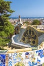 Colorful mosaic at Park GÃÂ¼ell in Barcelona, Catalonia, Spain