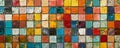 Colorful mosaic with a patchwork quilt effect, using a diverse color palette to create a cozy and