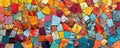 Colorful mosaic with a patchwork quilt effect, using a diverse color palette to create a cozy and